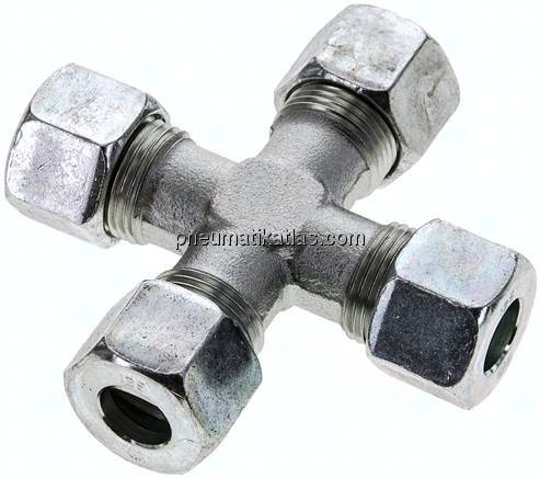 Kreuz-Schneidringverschraubung 12 S (M20x1,5), Stahl verzinkt