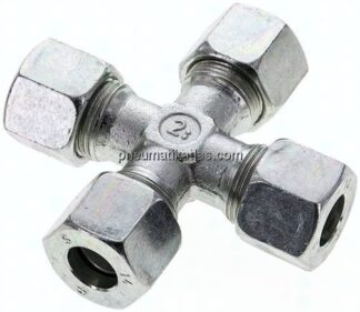 Kreuz-Schneidringverschraubung 14 S (M22x1,5), Stahl verzinkt