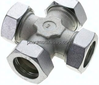 Kreuz-Schneidringverschraubung 42 L (M52x2), Stahl verzinkt