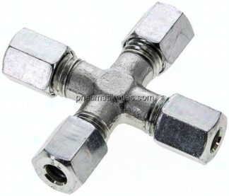 Kreuz-Schneidringverschraubung 6 L (M12x1,5), Stahl verzinkt