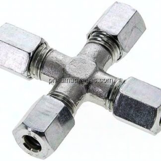 Kreuz-Schneidringverschraubung 6 L (M12x1,5), Stahl verzinkt