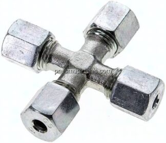 Kreuz-Schneidringverschraubung 6 S (M14x1,5), Stahl verzinkt