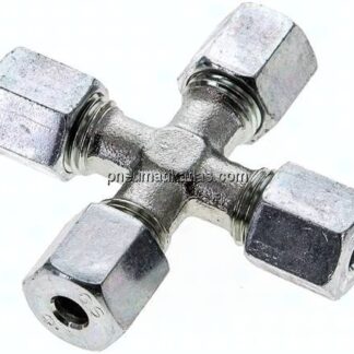 Kreuz-Schneidringverschraubung 6 S (M14x1,5), Stahl verzinkt