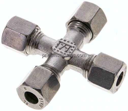 Kreuz-Schneidringverschraubung 8 L (M14x1,5), 1.4571