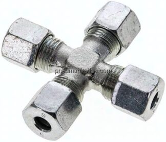 Kreuz-Schneidringverschraubung 8 S (M16x1,5), Stahl verzinkt