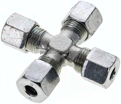 Kreuz-Schneidringverschraubung 8 S (M16x1,5), Stahl verzinkt
