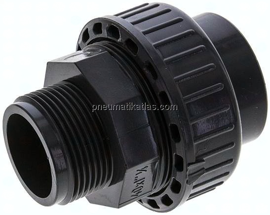 Klebe-/Gewindeverschraubung, PVC-U/ EPDM, 40mmxG 1-1/4" AG