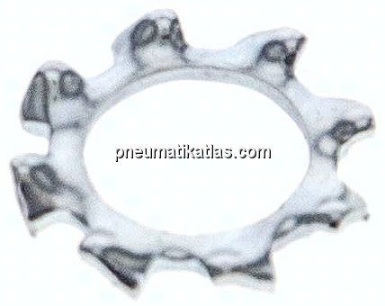Zahnscheibe DIN 6797A, außengezahnt, 6,4mm (M 6), Stahl verzinkt
