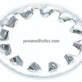 Zahnscheibe DIN 6797J, innengezahnt, 5,1mm (M 5), Stahl verzinkt
