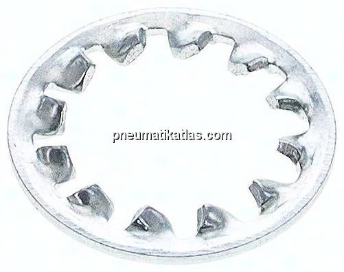 Zahnscheibe DIN 6797J, innengezahnt, 5,1mm (M 5), Stahl verzinkt