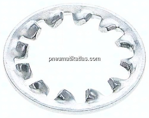 Zahnscheibe DIN 6797J, innengezahnt, 5,3mm (M 5), Stahl verzinkt