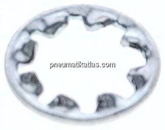 Zahnscheibe DIN 6797J, innengezahnt, 6,4mm (M 6), Stahl verzinkt