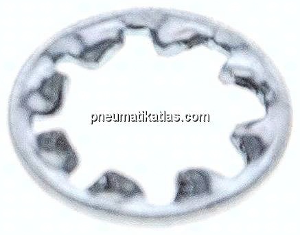 Zahnscheibe DIN 6797J, innengezahnt, 6,4mm (M 6), Stahl verzinkt