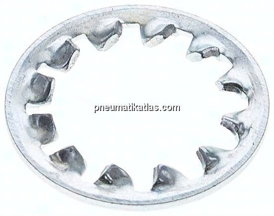Zahnscheibe DIN 6797J, innengezahnt, 6,4mm (M 6), Edelstahl A2