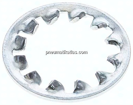 Zahnscheibe DIN 6797J, innengezahnt, 8,4mm (M 8), Stahl verzinkt