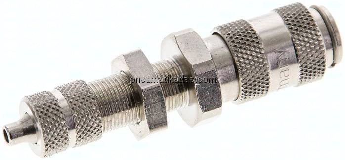 Schott-Kupplungsdose (NW2,7) 4,3x3mm Schlauch, Messing vernickelt