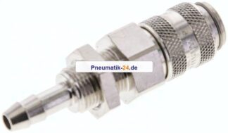 Schott-Kupplungsdose (NW5) 6 (1/4")mm Schlauch, Messing vernickelt