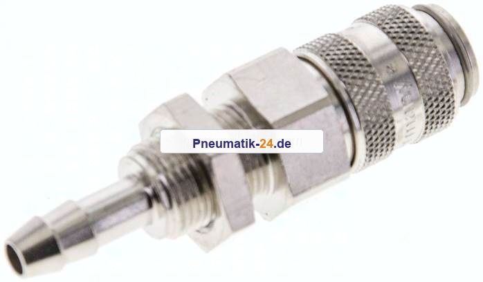 Schott-Kupplungsdose (NW5) 6 (1/4")mm Schlauch, Messing vernickelt
