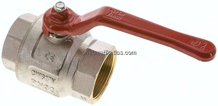 Messing-Kugelhahn, kurz, G 1-1/2", -0,9 bis 30 bar, voller Durchgang