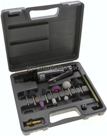 Stabschleiferset im Koffer inkl. Spannzange 3 & 6 mm sowie je 5 Korund-Schleifer 3 & 6 mm, 22000 U/m