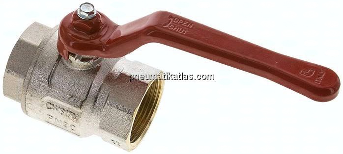Messing-Kugelhahn, kurz, G 1-1/4", -0,9 bis 30 bar, voller Durchgang