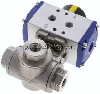 Pneumat. 3-Wege-Kugelhahn (L), doppeltwirkend, G 1/4", ES