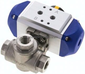 Pneumat. 3-Wege-Kugelhahn (L), doppeltwirkend, G 3/8", ES