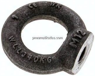 Ringmutter M 12, Stahl blank (DIN 582)
