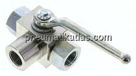 Hochdruck-3-Wege Kugelhahn, L-Bohrung, G 1/2", 0 - 500bar