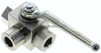 Hochdruck-3-Wege Kugelhahn, T-Bohrung, G 3/8", 0 - 500bar