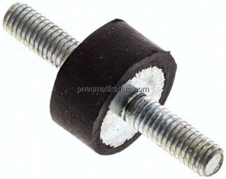 Gummi-Metall-Puffer (Typ A) 20x10mm, M 6(AG)/M 6(AG), Stahl verzinkt