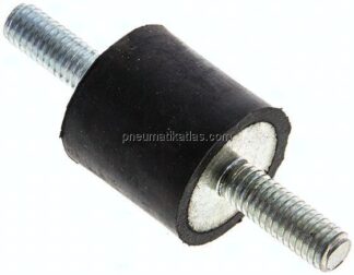Gummi-Metall-Puffer (Typ A) 20x20mm, M 6(AG)/M 6(AG), Stahl verzinkt