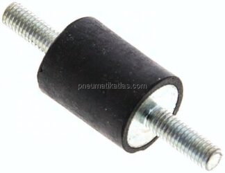 Gummi-Metall-Puffer (Typ A) 20x25mm, M 6(AG)/M 6(AG), Stahl verzinkt