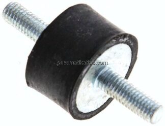 Gummi-Metall-Puffer (Typ A) 25x15mm, M 6(AG)/M 6(AG), Stahl verzinkt