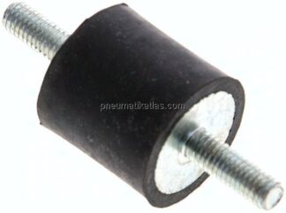 Gummi-Metall-Puffer (Typ A) 25x25mm, M 6(AG)/M 6(AG), Stahl verzinkt