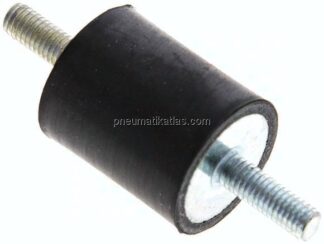 Gummi-Metall-Puffer (Typ A) 25x30mm, M 6(AG)/M 6(AG), Stahl verzinkt