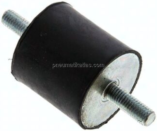 Gummi-Metall-Puffer (Typ A) 40x40mm, M 8(AG)/M 8(AG), Stahl verzinkt