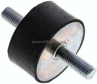 Gummi-Metall-Puffer (Typ A) 50x25mm, M 10(AG)/M 10(AG), Stahl verzinkt