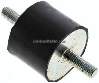 Gummi-Metall-Puffer (Typ A) 50x40mm, M 10(AG)/M 10(AG), Stahl verzinkt