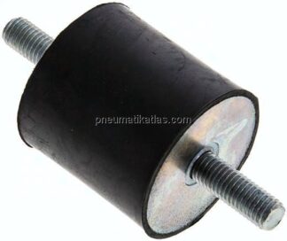 Gummi-Metall-Puffer (Typ A) 50x50mm, M 10(AG)/M 10(AG), Stahl verzinkt