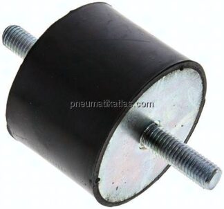 Gummi-Metall-Puffer (Typ A) 75x55mm, M 12(AG)/M 12(AG), Stahl verzinkt