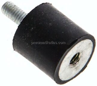Gummi-Metall-Puffer (Typ B) 15x15mm, M 4(AG)/M 4(IG), Stahl verzinkt