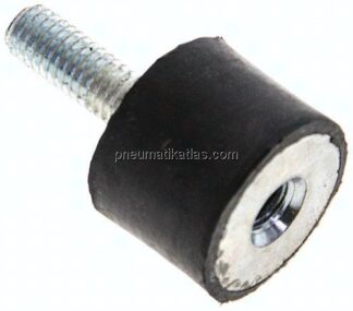 Gummi-Metall-Puffer (Typ B) 20x15mm, M 6(AG)/M 6(IG), Stahl verzinkt