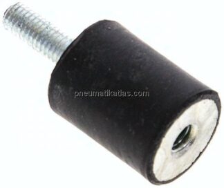 Gummi-Metall-Puffer (Typ B) 20x25mm, M 6(AG)/M 6(IG), Stahl verzinkt