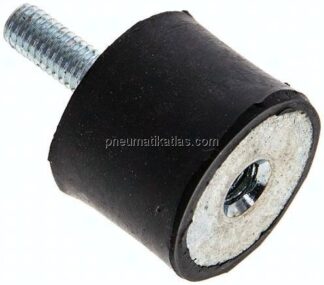 Gummi-Metall-Puffer (Typ B) 25x20mm, M 6(AG)/M 6(IG), Stahl verzinkt
