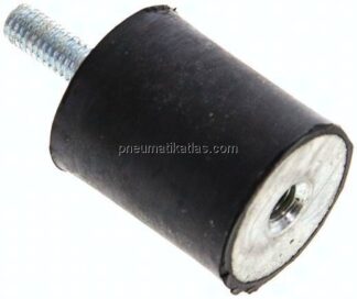 Gummi-Metall-Puffer (Typ B) 25x30mm, M 6(AG)/M 6(IG), Stahl verzinkt