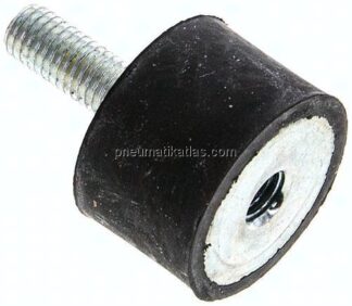 Gummi-Metall-Puffer (Typ B) 30x20mm, M 8(AG)/M 8(IG), Stahl verzinkt