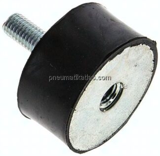 Gummi-Metall-Puffer (Typ B) 40x20mm, M 8(AG)/M 8(IG), Stahl verzinkt