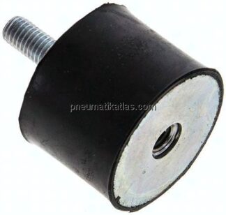 Gummi-Metall-Puffer (Typ B) 40x30mm, M 8(AG)/M 8(IG), Stahl verzinkt