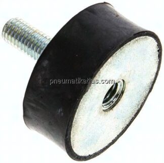 Gummi-Metall-Puffer (Typ B) 50x20mm, M 10(AG)/M 10(IG), Stahl verzinkt